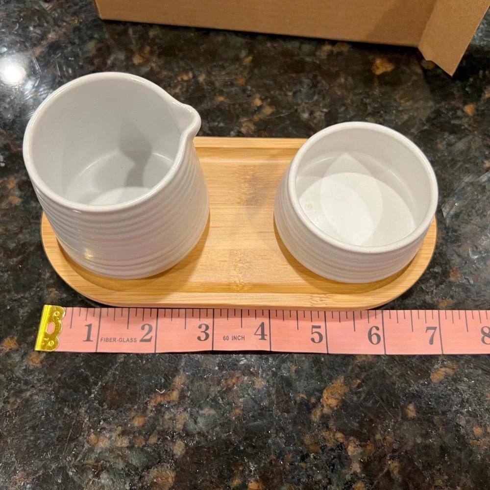 New! Nespresso Coffee Serving Set - Cream and Sugar - Stoneware - White